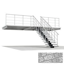 3d-модель Складская лестница с площадкой