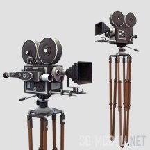 3d-модель Винтажная кинокамера со штативом