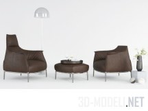 3d-модель Кресла с пуфом Archibald от Poltrona Frau