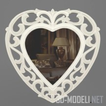 3d-модель Зеркало в форме сердца, в резной раме
