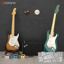 3d-модель Гитарный комплект Fender для студии