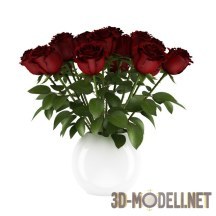 3d-модель Большой букет темно-красных роз