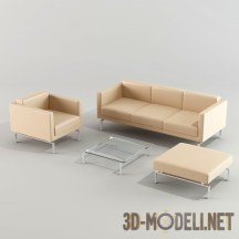 3d-модель Диван и кресла бежевого цвета