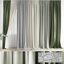 3d-модель Бело-зеленые шторы