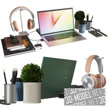 3d-модель Ноутбук ASUS VivoBook и декор