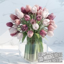 3d-модель Круглая ваза с букетом тюльпанов