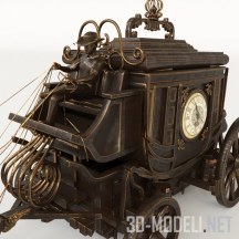 3d-модель Каминные часы в виде старинной упряжки с каретой