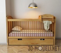 3d-модель Детская кроватка с ящиком