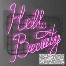 3d-модель Неоновая надпись Hello Beauty