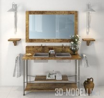 3d-модель Мебель из дерева, с полками и кувшином