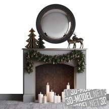 3d-модель Декоративный набор с камином Belldeco и зеркалом Miloo home