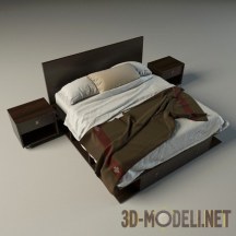 3d-модель Кровать Marco Polo с ящиками и полками