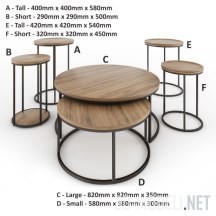 3d-модель 6 столиков в стиле лофт