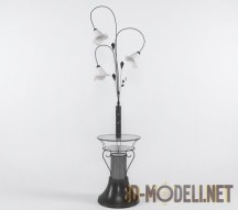 3d-модель Торшер с плафонами-колокольчиками и столиком