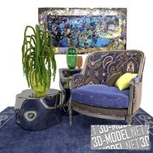 3d-модель Набор мебели и декора от Roche Bobois