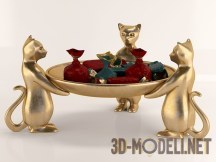 3d-модель Декоративная конфетница «Три кошки»
