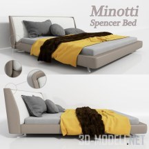 Кровать Minotti Spencer, с желтым покрывалом