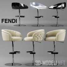 Барные стулья от Fendi, на хромированной опоре