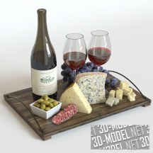 3d-модель Набор с бокалами для вина