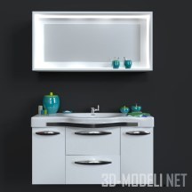 3d-модель Умывальник с зеркалом и декором Maison blue