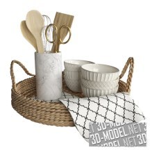 3d-модель Декоративный набор для кухни с плетеной корзиной