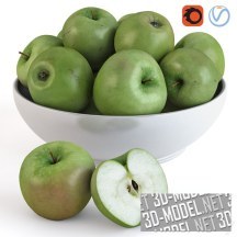 3d-модель Миска с зелёными яблоками