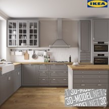 3d-модель Кухня BODBYN от IKEA, с техникой и декором