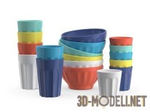 3d-модель Набор из керамических чаш и чашек