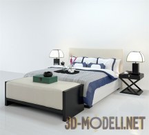 3d-модель Современная кровать с зеленой шкатулкой