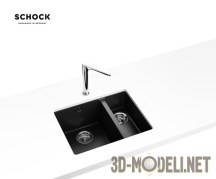 3d-модель Двойная кухонная мойка черного цвета