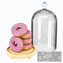 3d-модель Блюдо для сервировки и пончиками