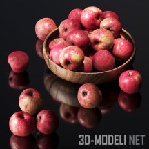 3d-модель Миска из дерева и яблоки