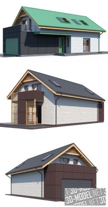 3d-модель Частный дом, три варианта отделки