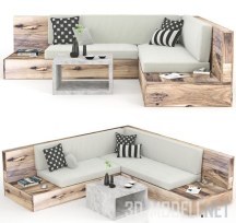3d-модель Угловой диван на деревянной основе