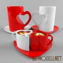 3d-модель Кофейные чашки-сердечки