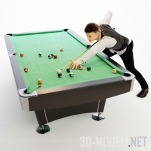 3d-модель Стол для пула и игрок