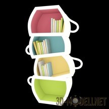 3d-модель Книжные полки в форме чашек
