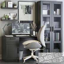 3d-модель Домашний офис в сером цвете от IKEA