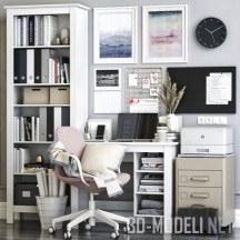 3d-модель Рабочий стол IKEA BRUSALI и стул LANGFJALL