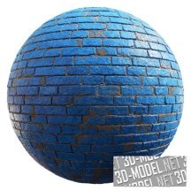Текстура (материал): Кирпичная стена с синей краской 59-60