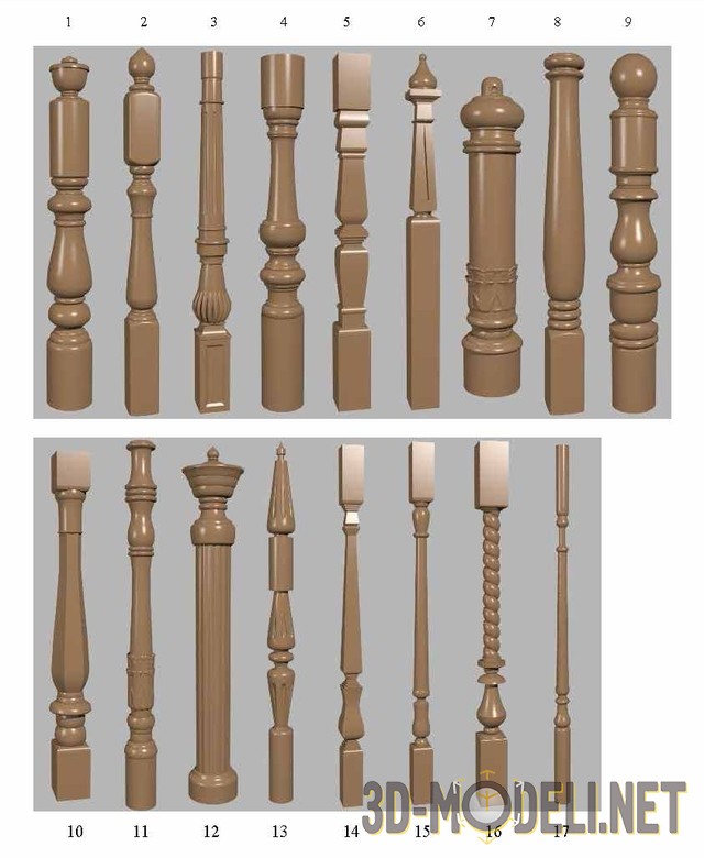 Набор 3D моделей балясин