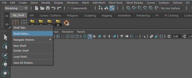 Создание собственных полок Shelves в Maya 2016