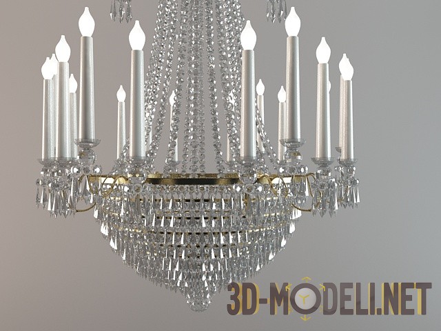 3D модель – Двухъярусная хрустальная люстра