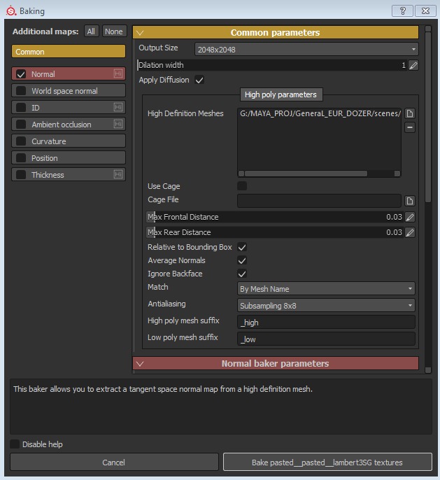 Запекаем карту нормалей (normal map) в Substance Painter