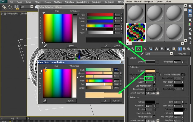 V-Ray: настройка материалов для драгоценных камней