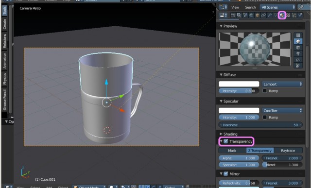 Blender 3D: настройка прозрачности и альфа-канала текстуры