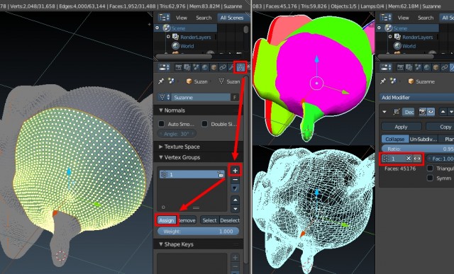 Blender 3D – уменьшение полигонов модификатором «Decimate»