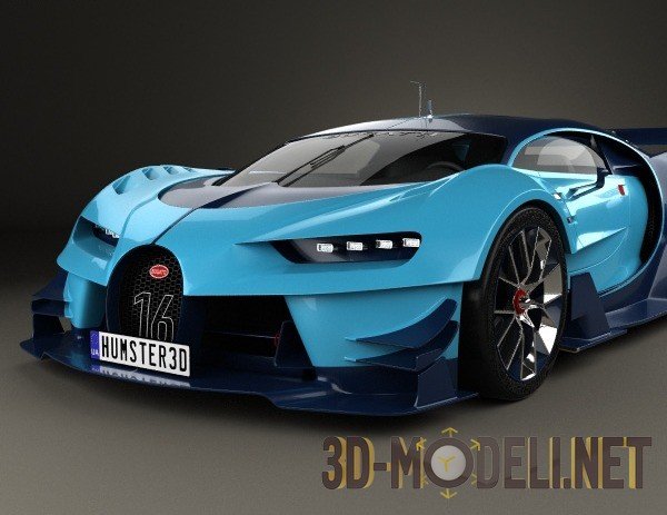 3D-модель суперкар Bugatti Vision Gran Turismo Concept 2015 вид 4