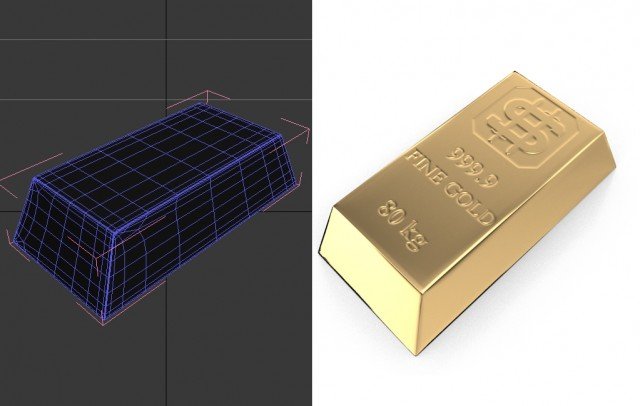 3ds Max: создание слитка золота