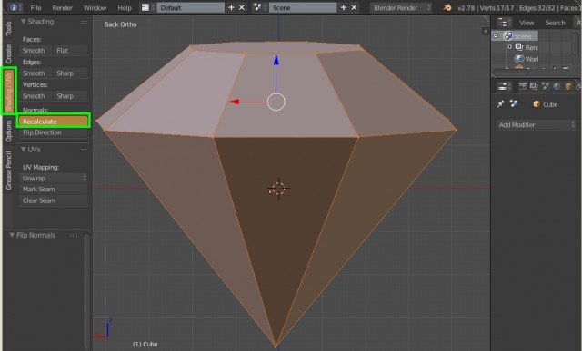 Простой способ моделирования бриллианта в Blender